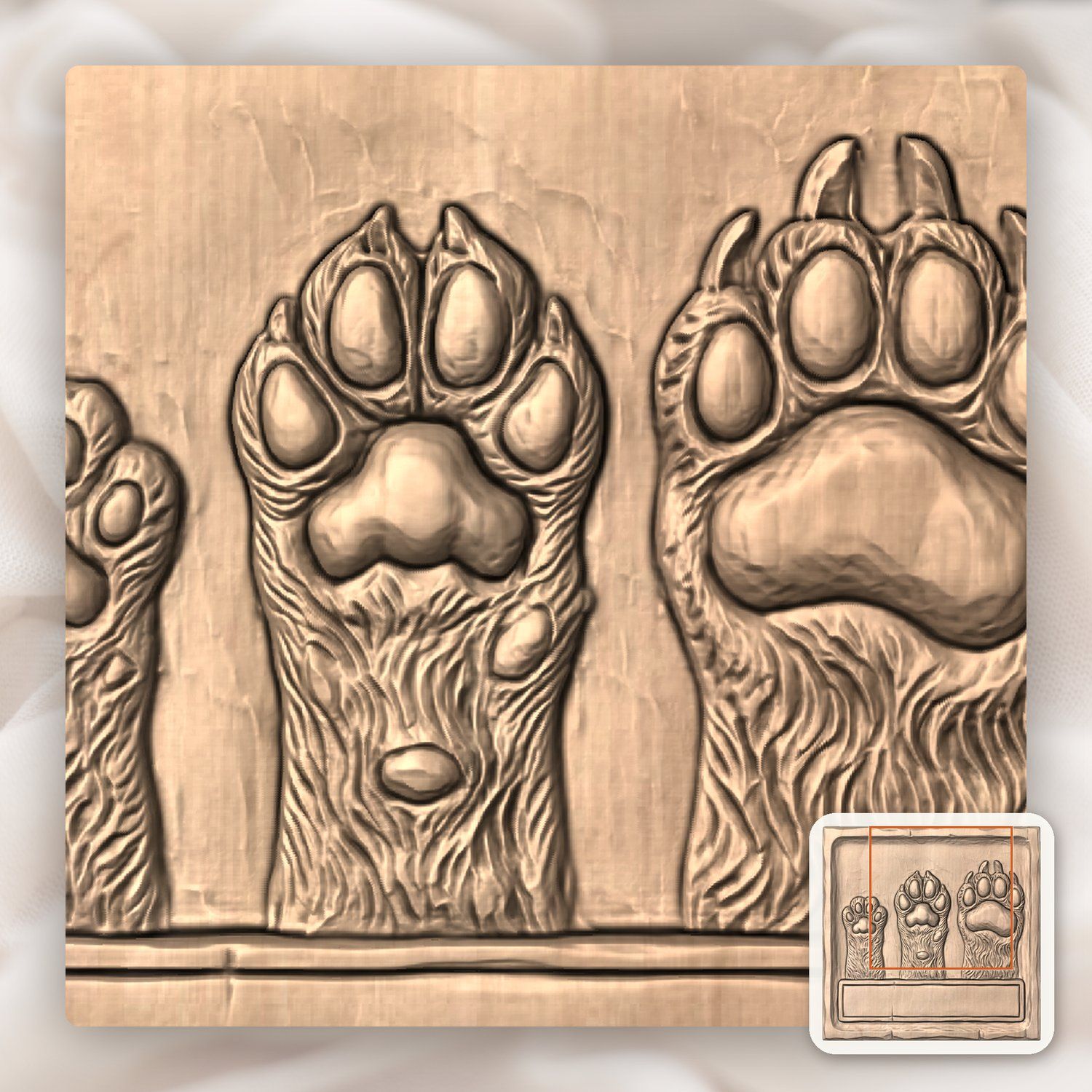 Wild Animal Track Forest Paws CNC Relief STL bas-relief STL — view 9