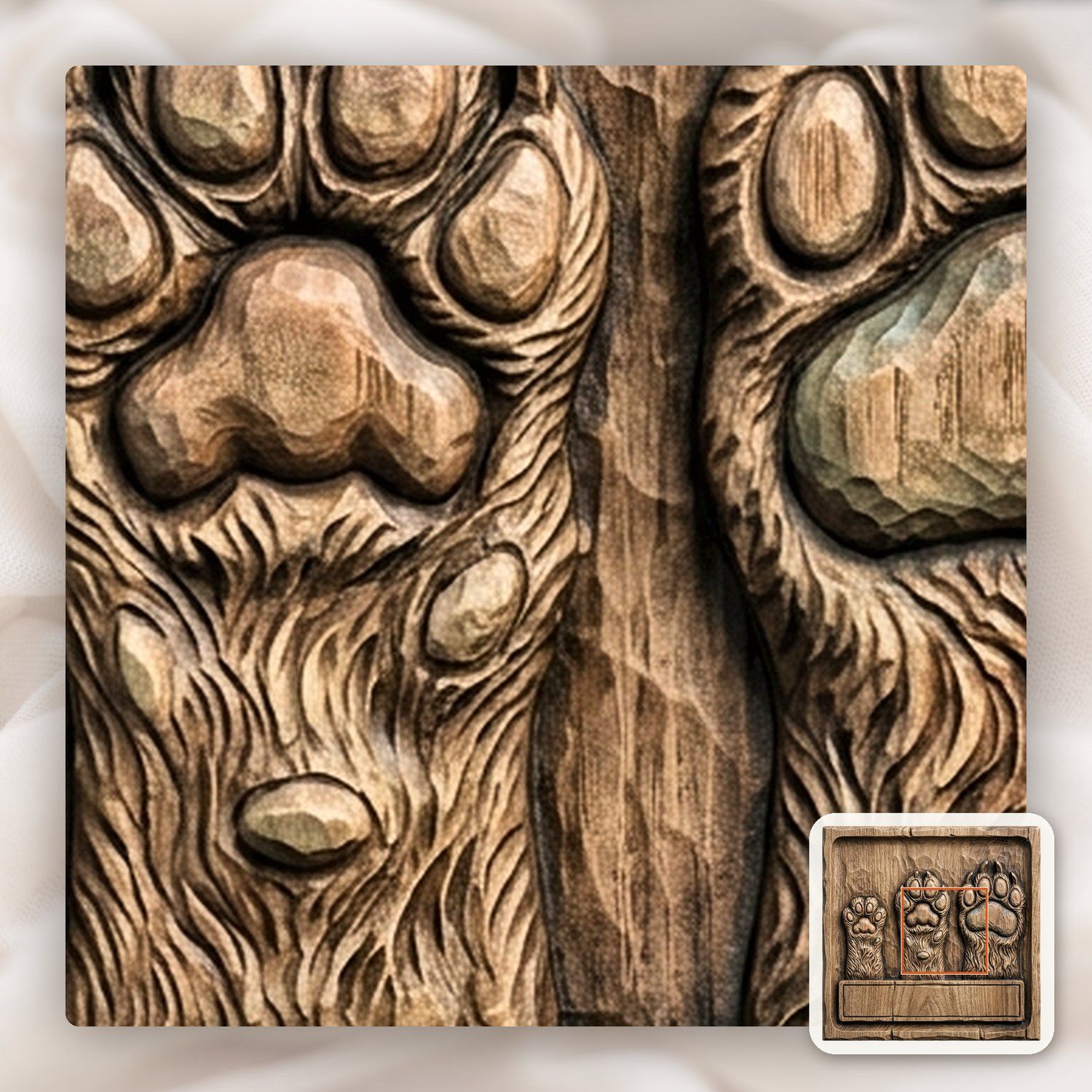 Wild Animal Track Forest Paws CNC Relief STL bas-relief STL — view 10