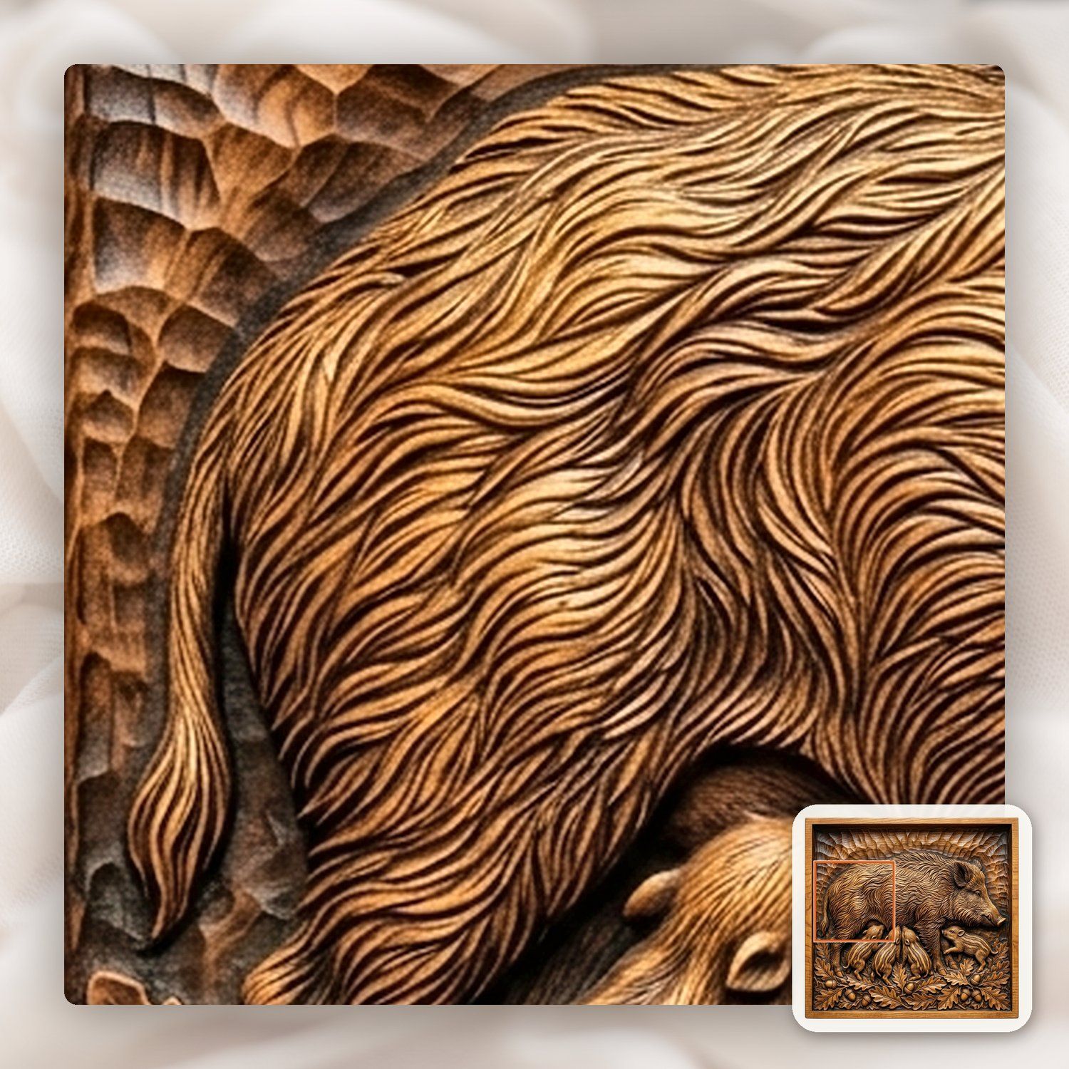 Wild Boar and Piglets CNC Relief STL bas-relief STL — view 11