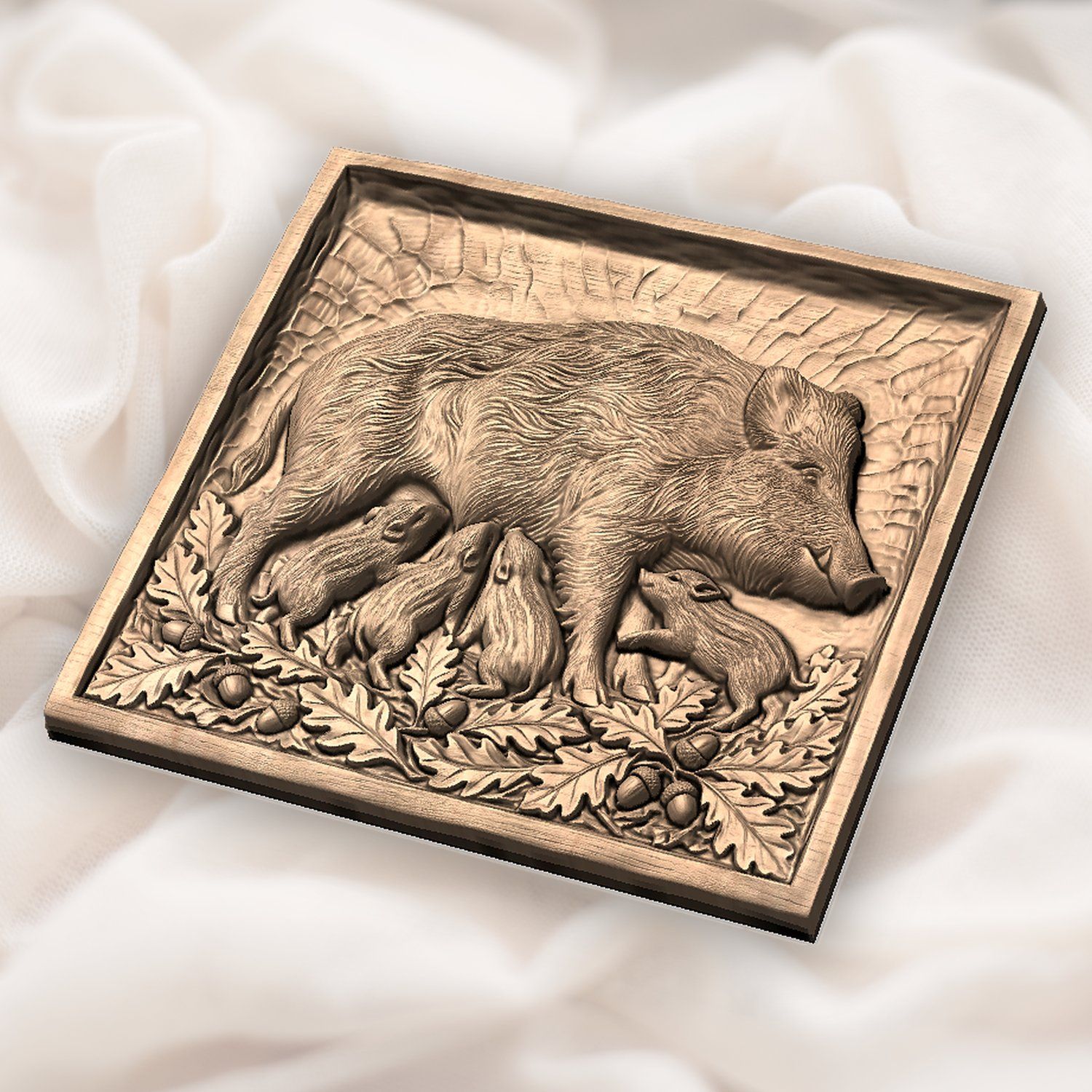 Wild Boar and Piglets CNC Relief STL bas-relief STL — view 4