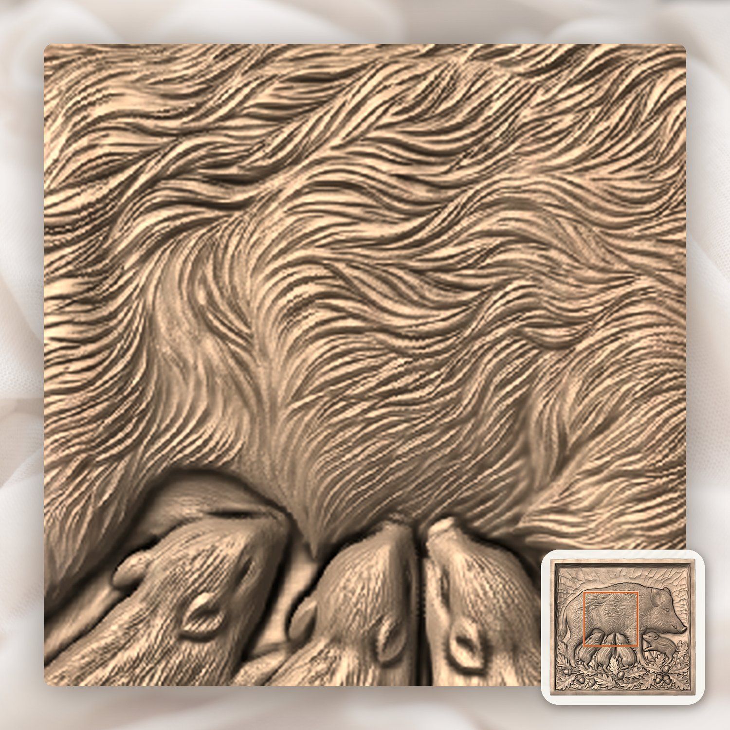 Wild Boar and Piglets CNC Relief STL bas-relief STL — view 5