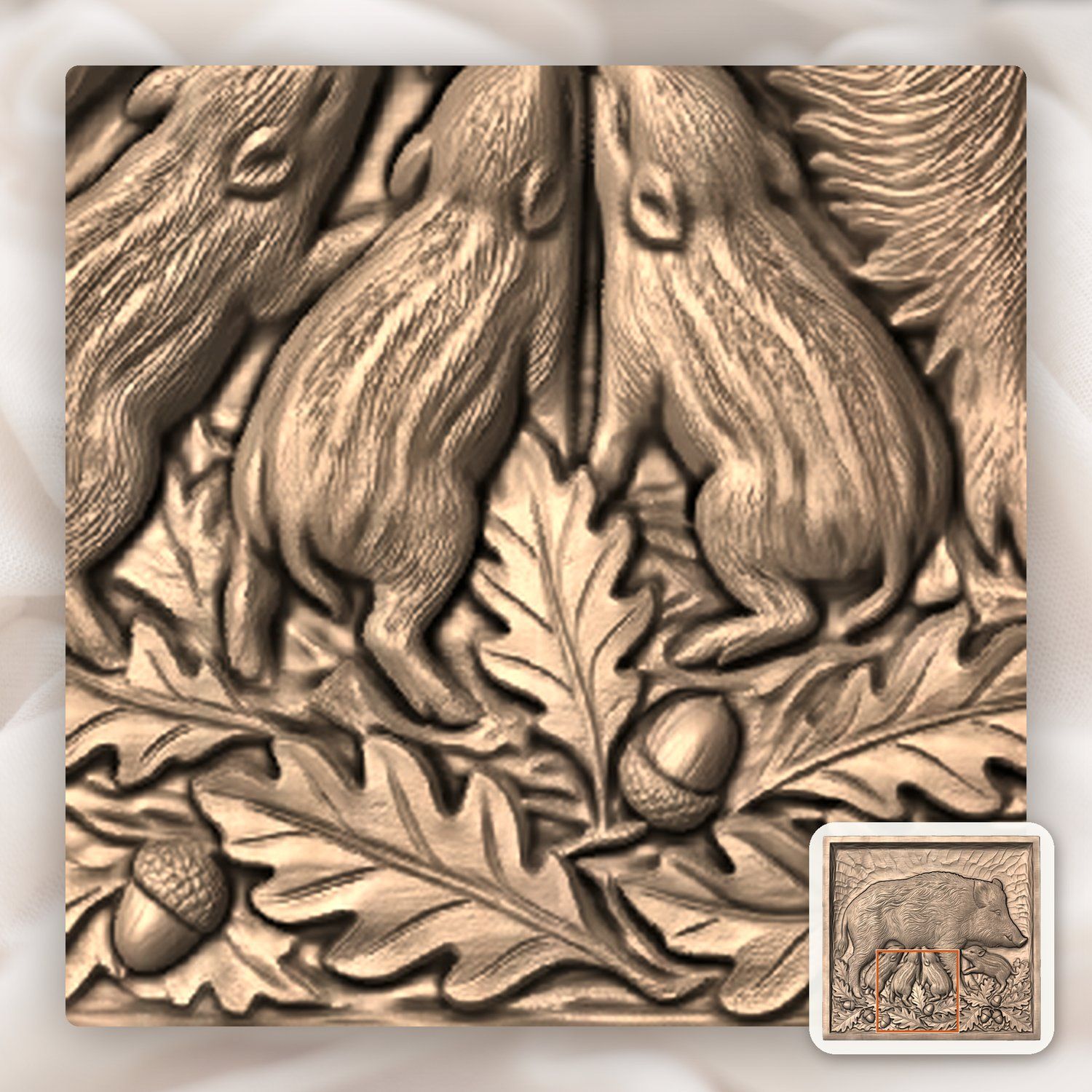Wild Boar and Piglets CNC Relief STL bas-relief STL — view 7
