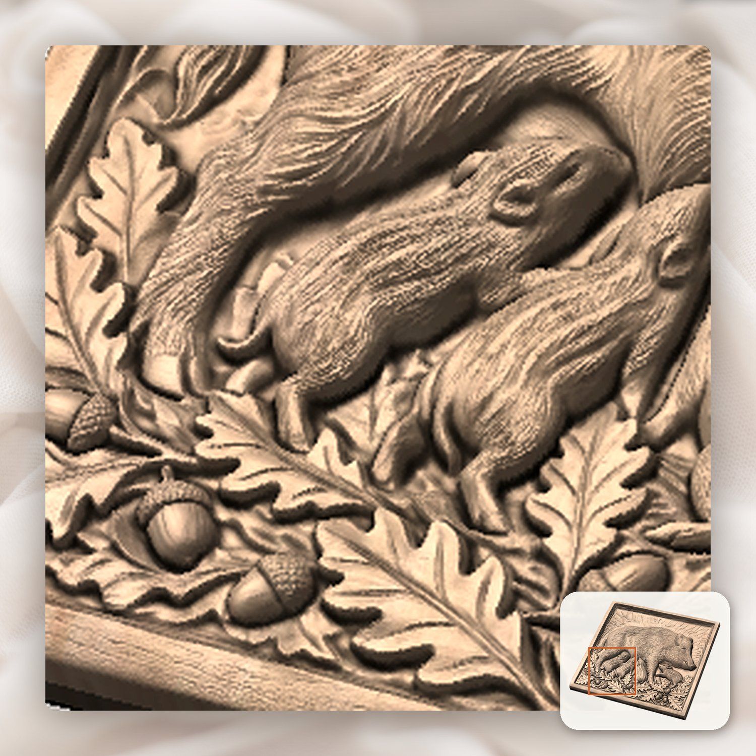 Wild Boar and Piglets CNC Relief STL bas-relief STL — view 9