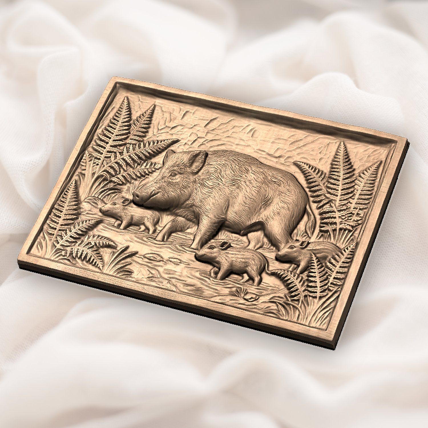 Wild Boar Forest Scene CNC Relief STL bas-relief STL — view 4