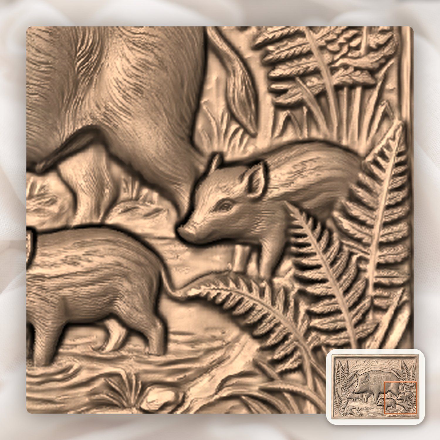 Wild Boar Forest Scene CNC Relief STL bas-relief STL — view 8