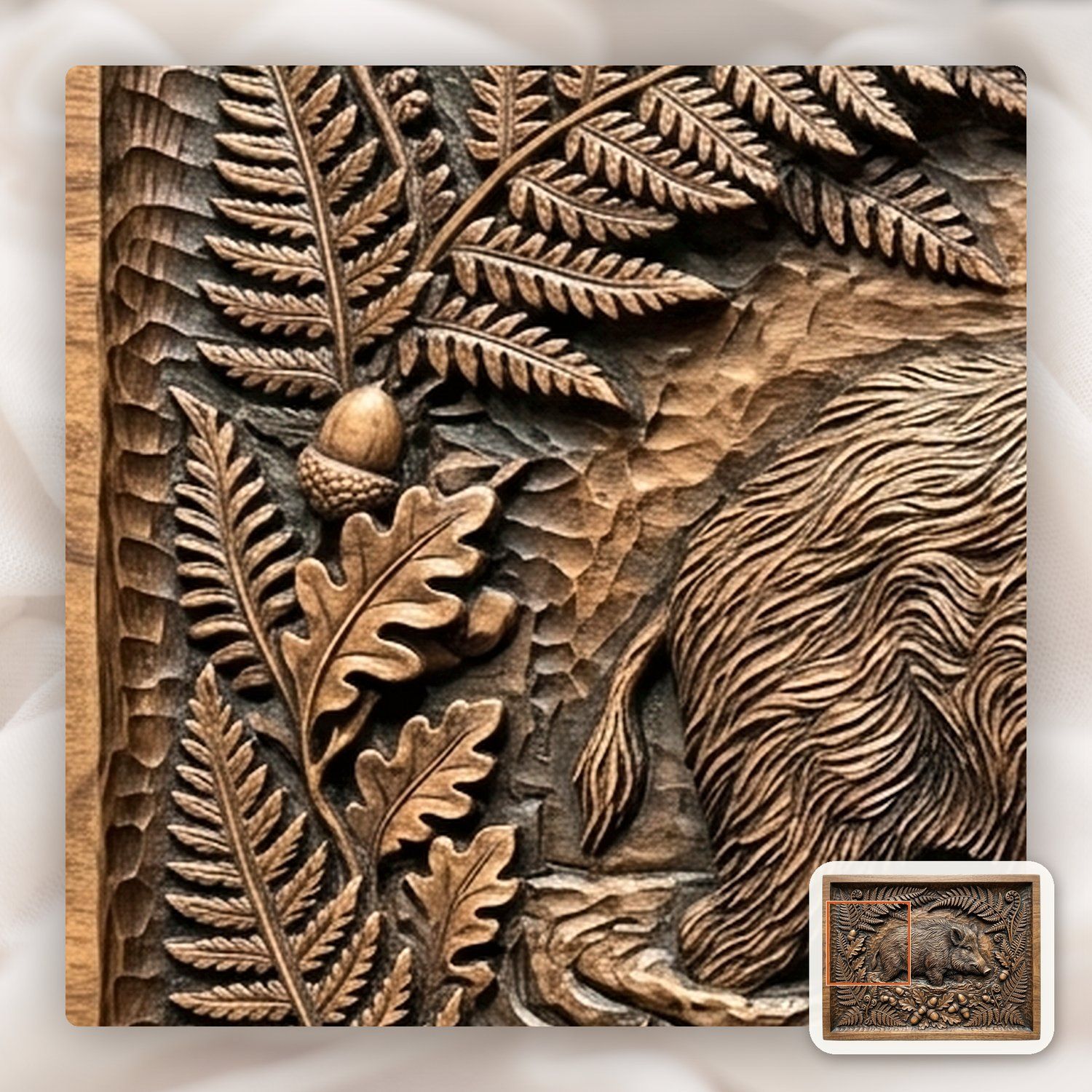 Wild Boar Forest Scene CNC Relief STL bas-relief STL — view 12