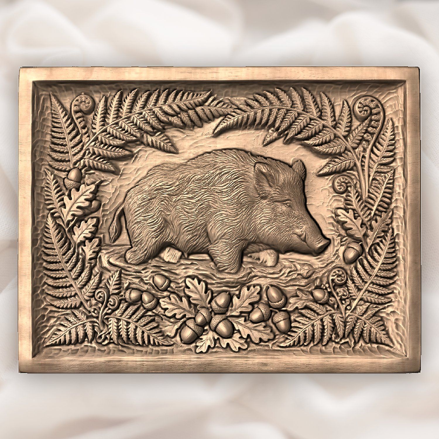 Wild Boar Forest Scene CNC Relief STL bas-relief STL — view 3