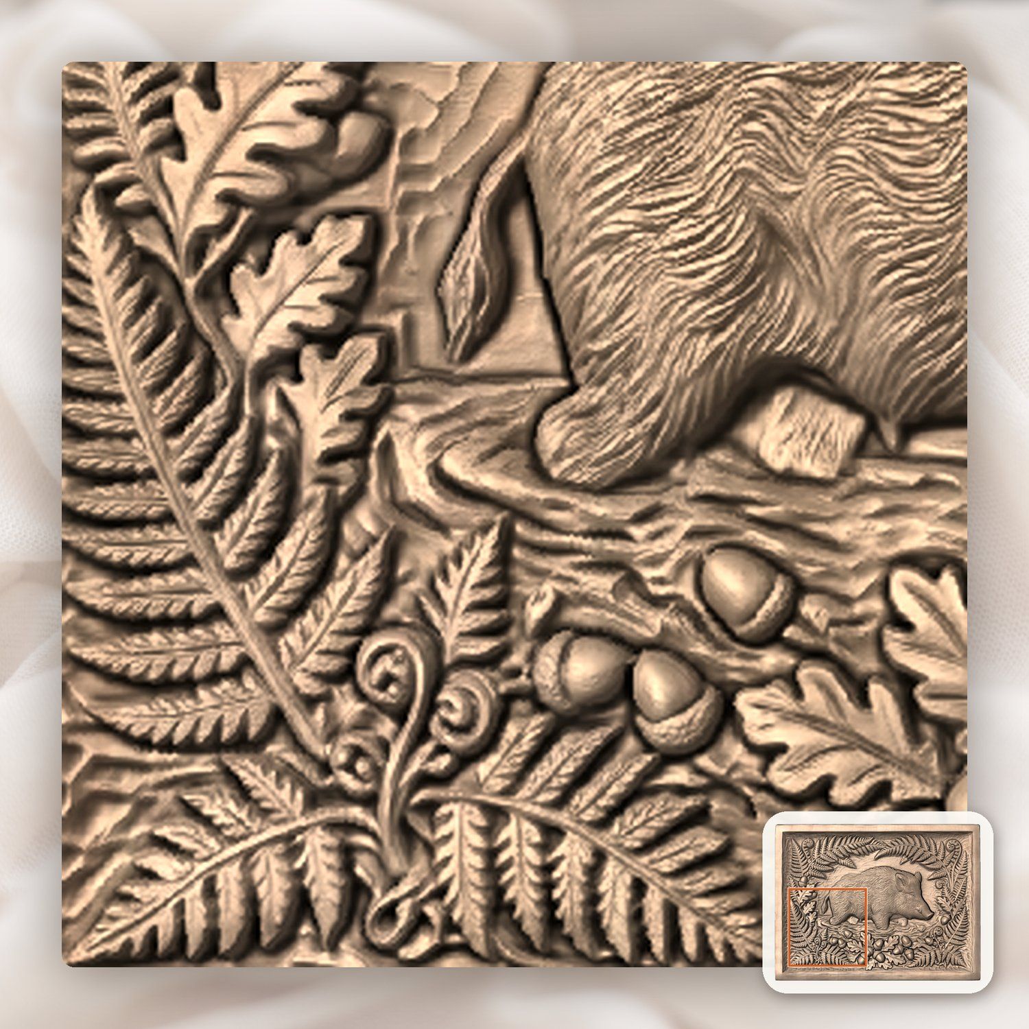Wild Boar Forest Scene CNC Relief STL bas-relief STL — view 7