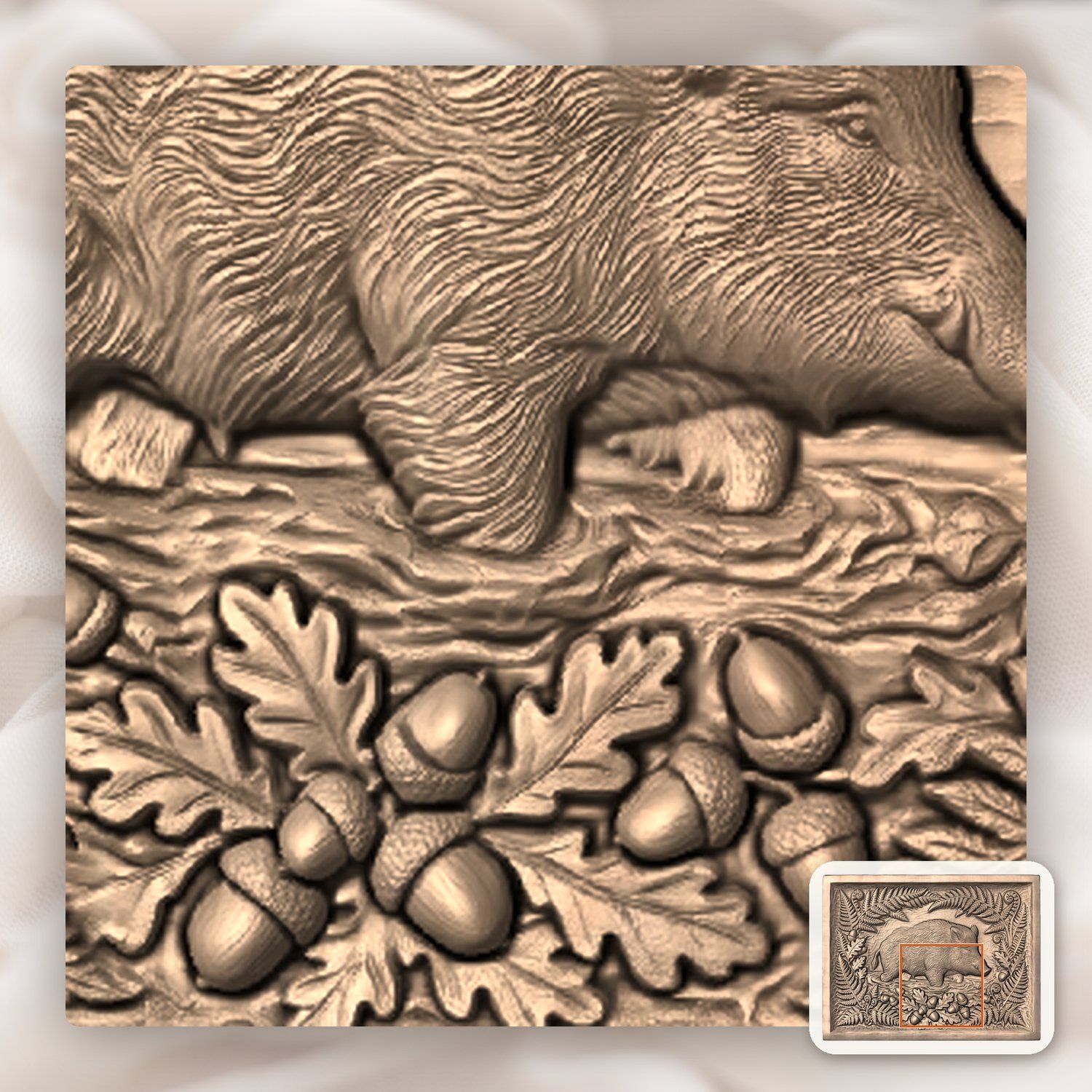 Wild Boar Forest Scene CNC Relief STL bas-relief STL — view 8