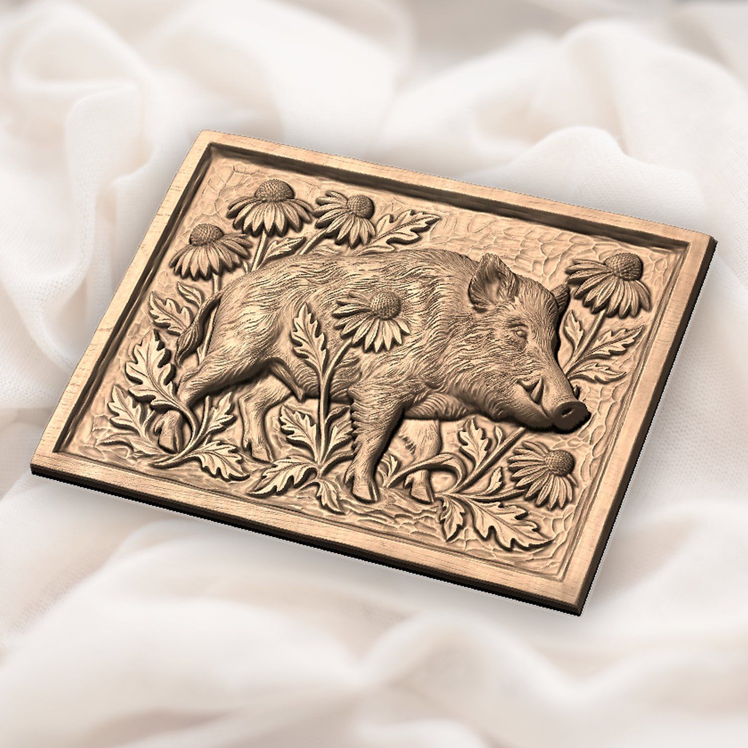 Wild Boar Forest Wildlife Scene CNC Relief STL bas-relief STL — view 4