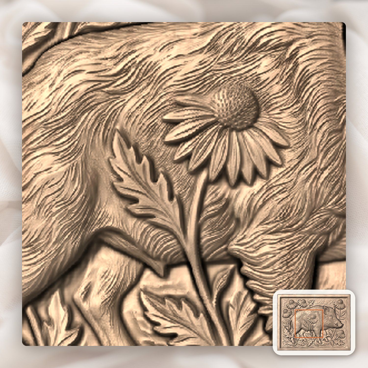 Wild Boar Forest Wildlife Scene CNC Relief STL bas-relief STL — view 5
