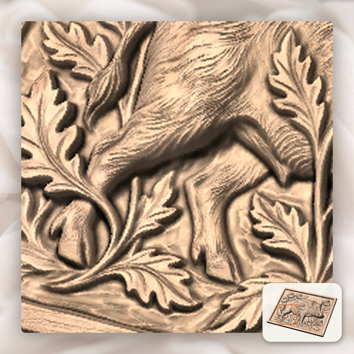 Wild Boar Forest Wildlife Scene CNC Relief STL bas-relief STL — view 9