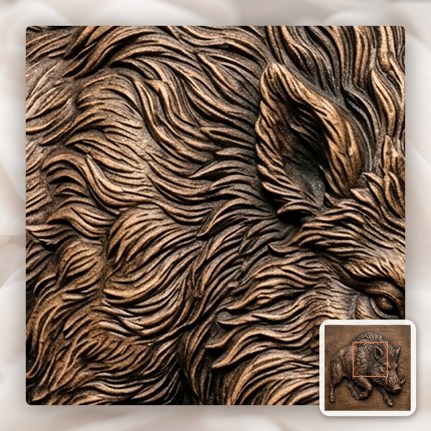Wild Boar Hog Charging Forest Wildlife CNC Relief STL bas-relief STL — view 9