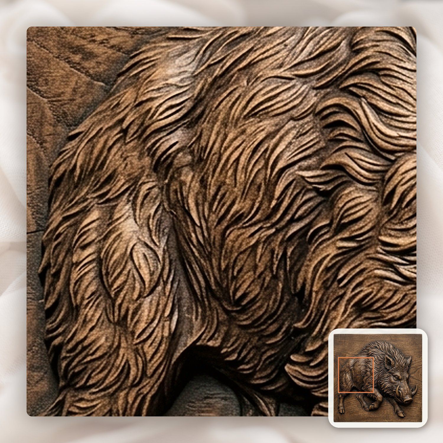 Wild Boar Hog Charging Forest Wildlife CNC Relief STL bas-relief STL — view 10