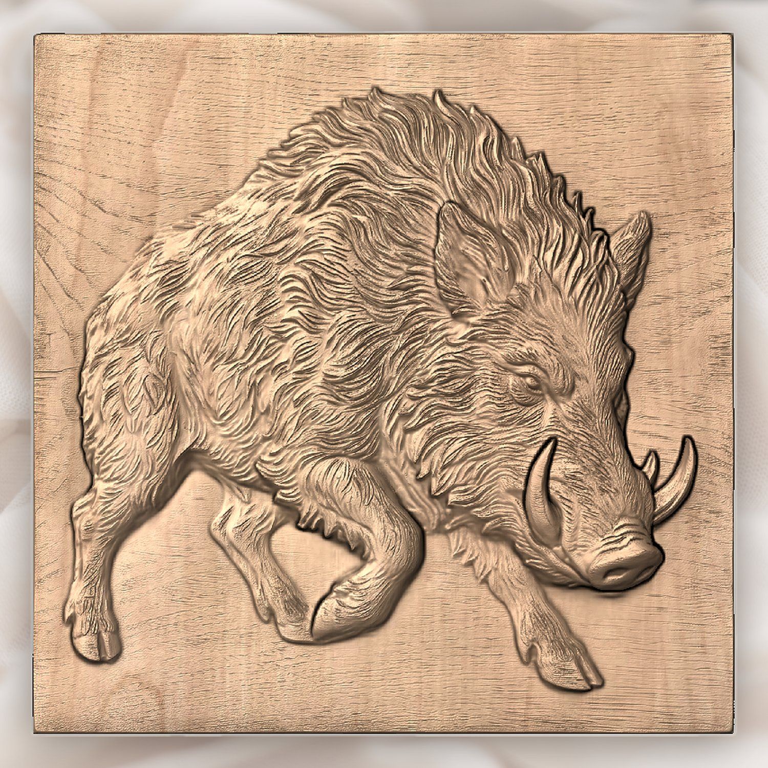 Wild Boar Hog Charging Forest Wildlife CNC Relief STL bas-relief STL — view 2