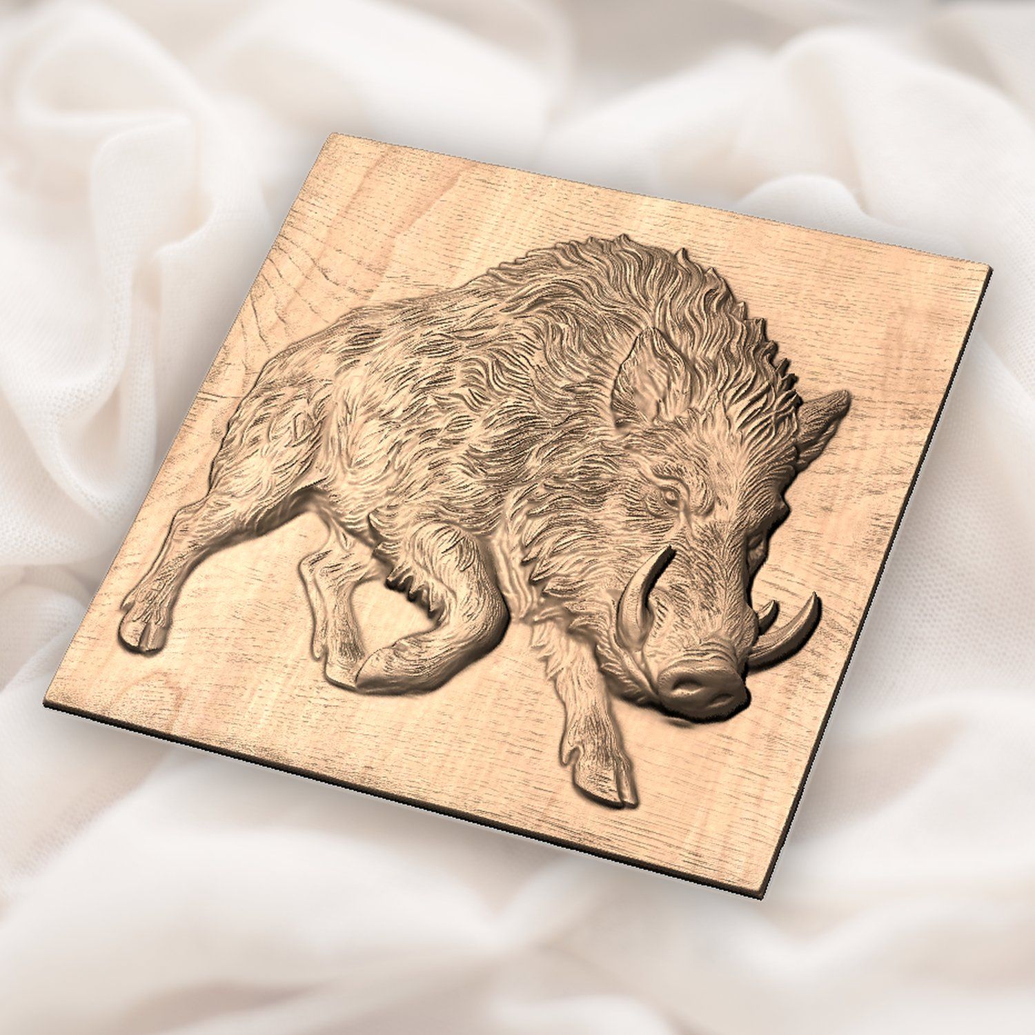 Wild Boar Hog Charging Forest Wildlife CNC Relief STL bas-relief STL — view 3