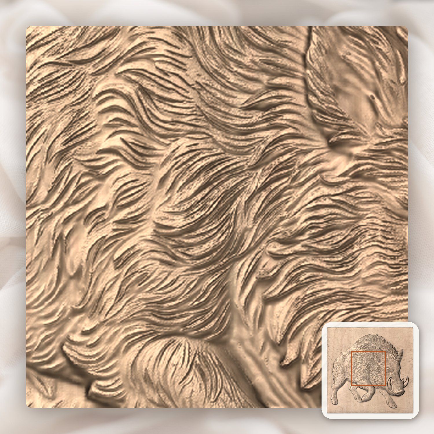 Wild Boar Hog Charging Forest Wildlife CNC Relief STL bas-relief STL — view 5