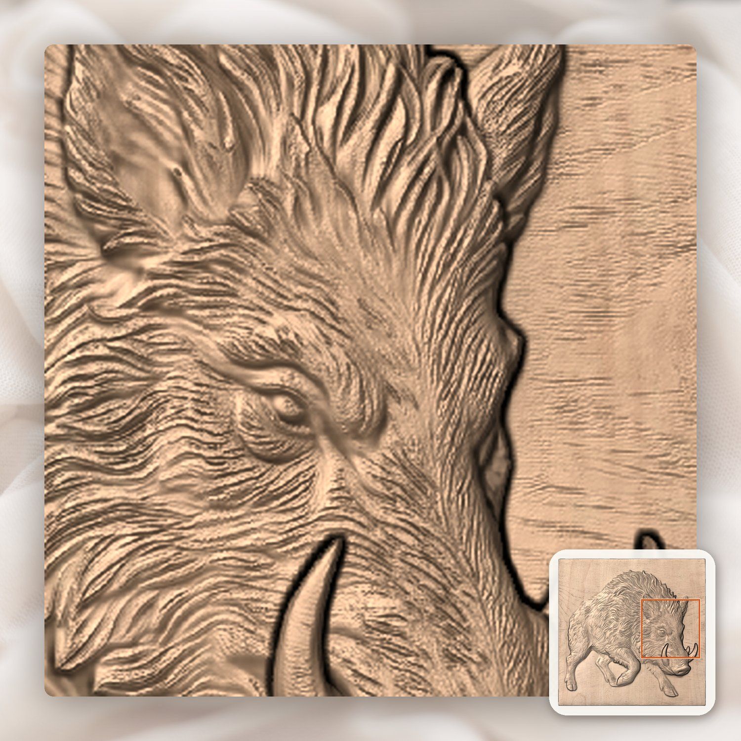 Wild Boar Hog Charging Forest Wildlife CNC Relief STL bas-relief STL — view 6