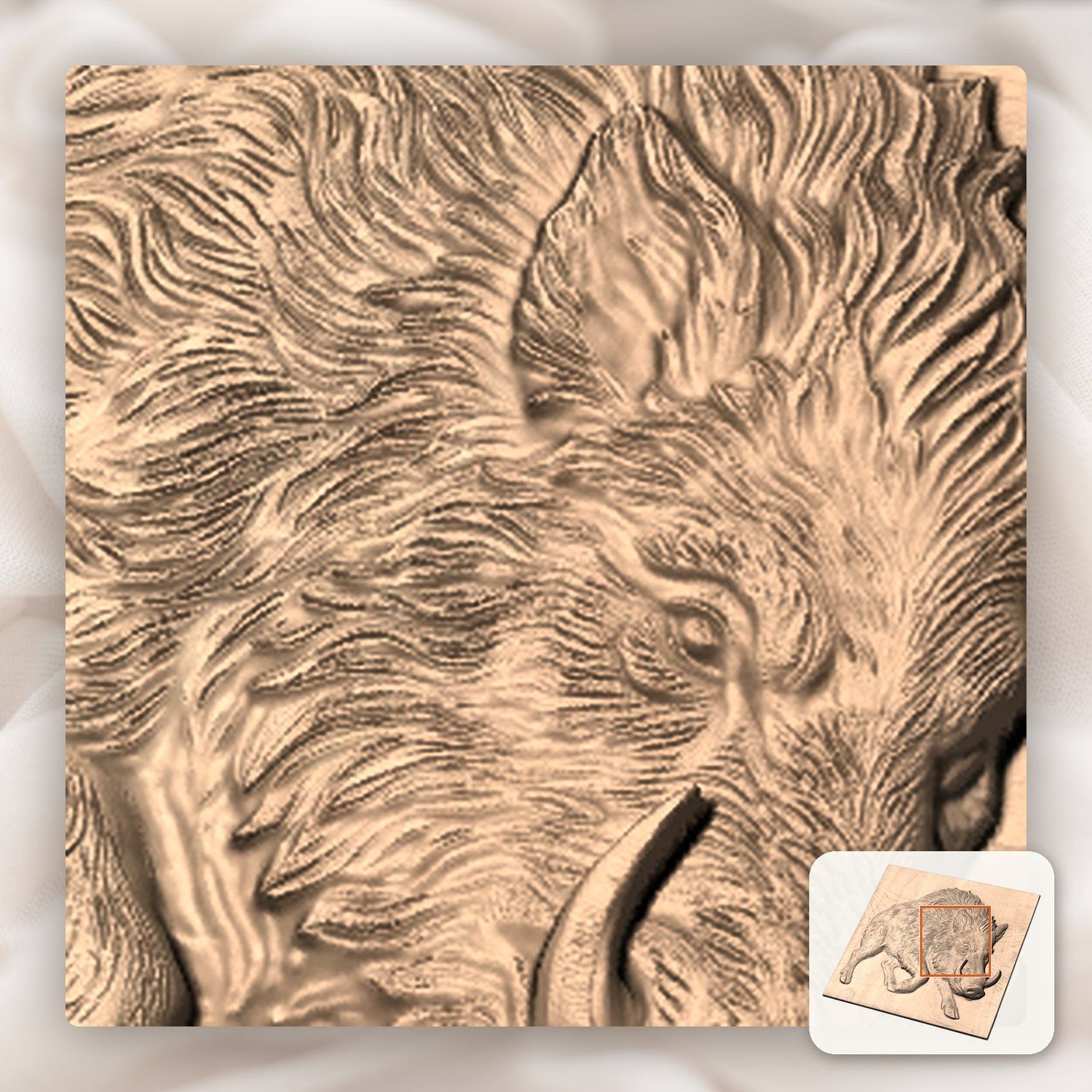 Wild Boar Hog Charging Forest Wildlife CNC Relief STL bas-relief STL — view 7