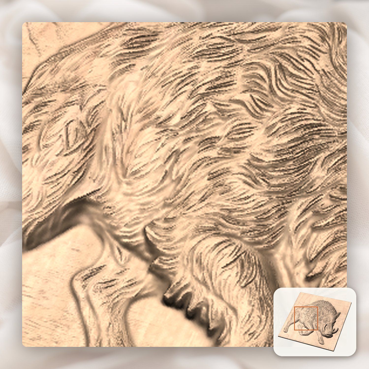 Wild Boar Hog Charging Forest Wildlife CNC Relief STL bas-relief STL — view 8