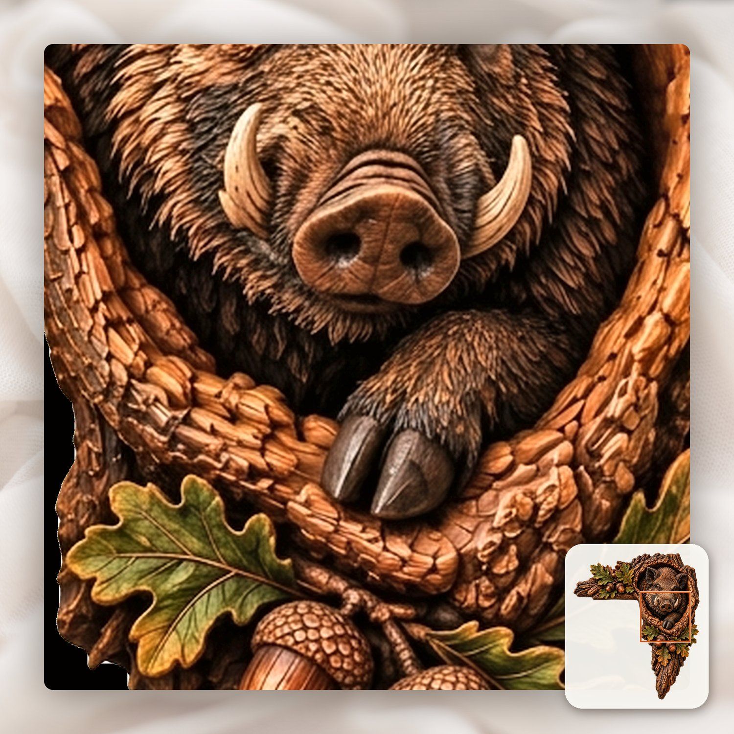 Wild Boar Door Frame Corner Decor CNC Relief STL bas-relief STL — view 12