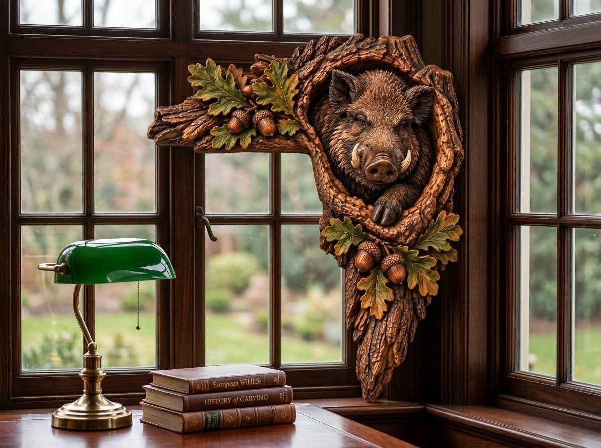Wild Boar Door Frame Corner Decor CNC Relief STL bas-relief STL — view 15