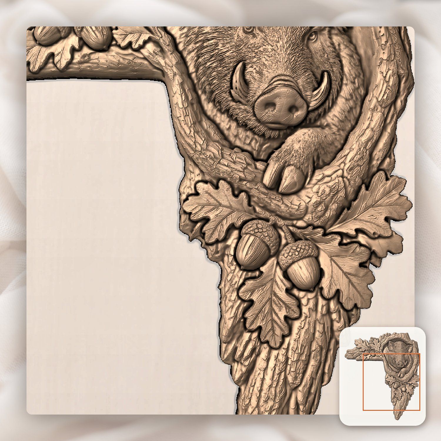 Wild Boar Door Frame Corner Decor CNC Relief STL bas-relief STL — view 7