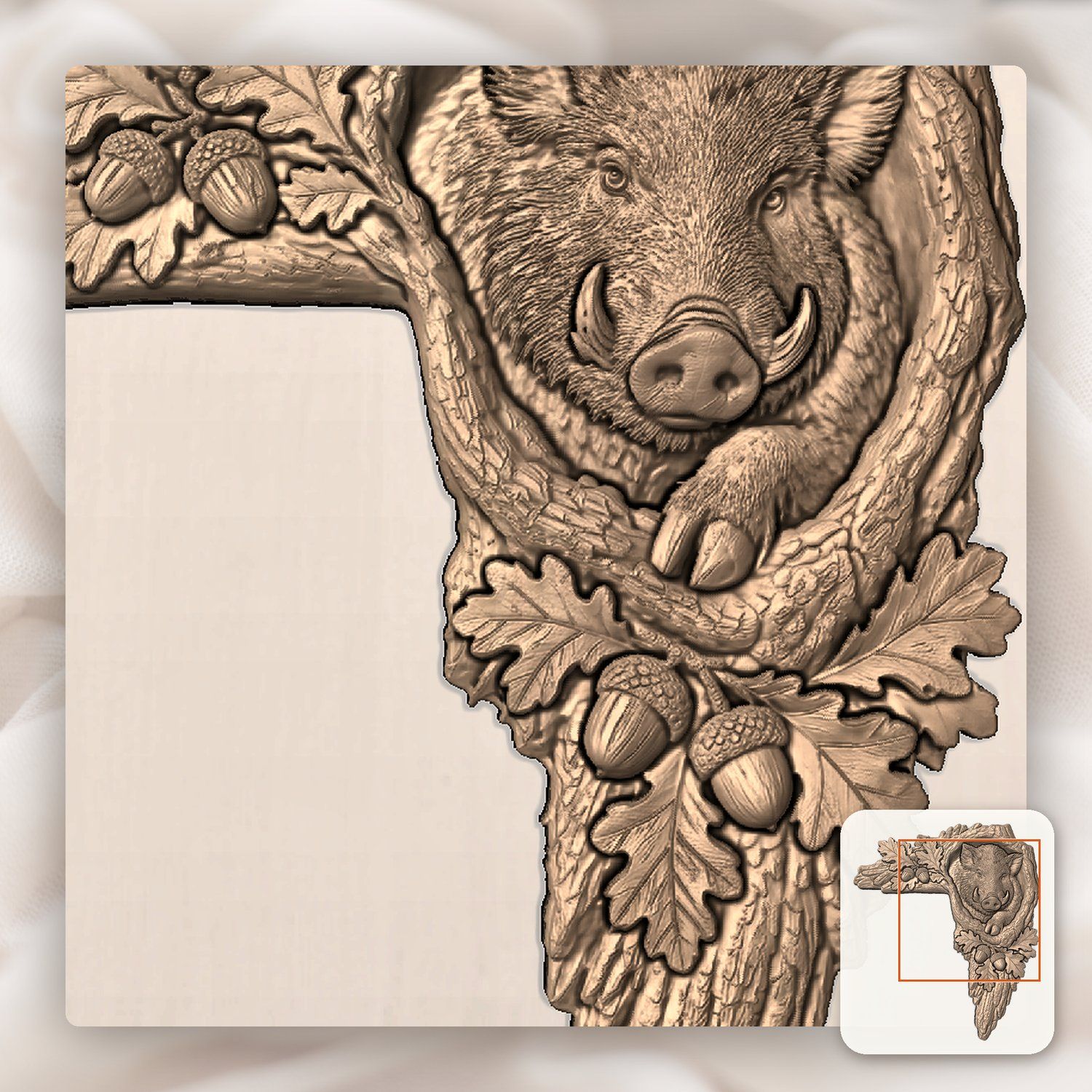 Wild Boar Door Frame Corner Decor CNC Relief STL bas-relief STL — view 9