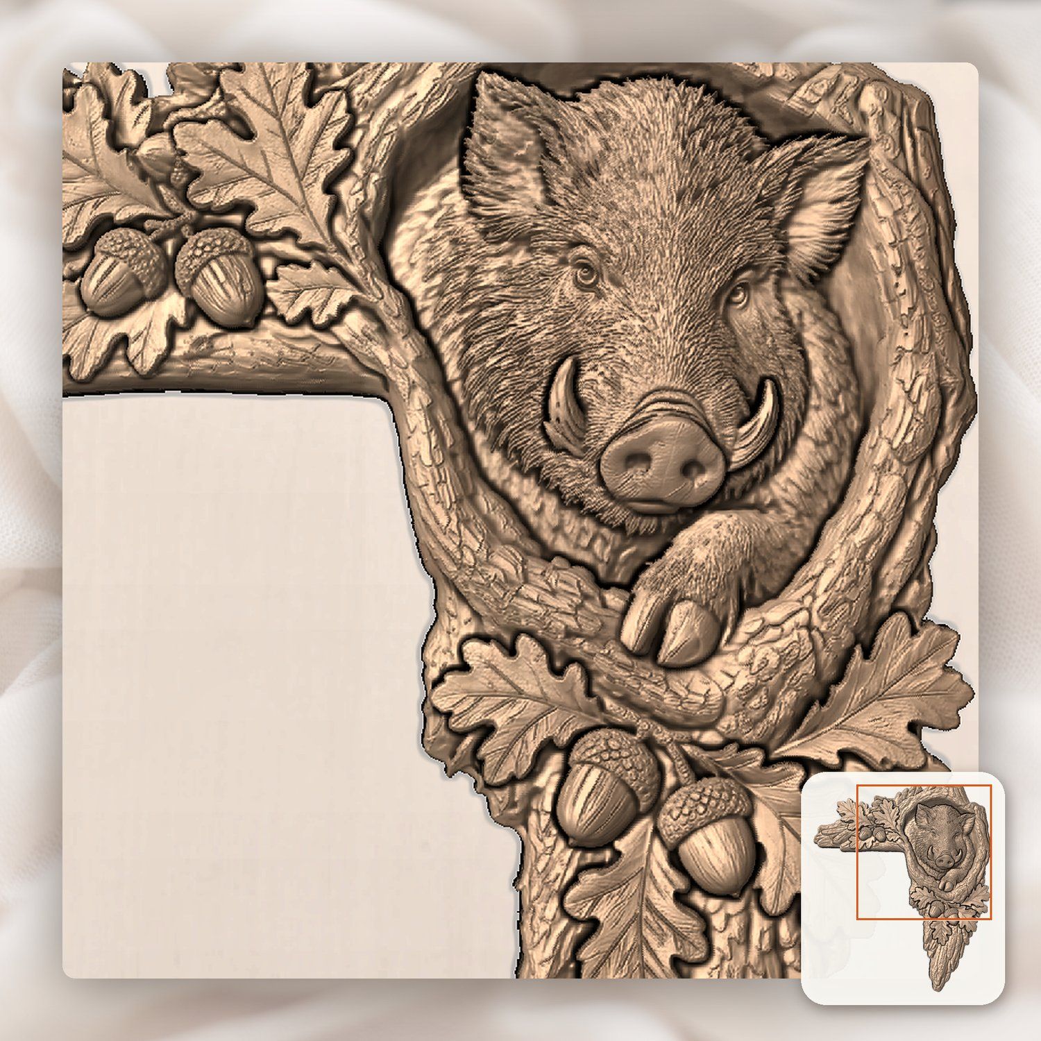 Wild Boar Door Frame Corner Decor CNC Relief STL bas-relief STL — view 10