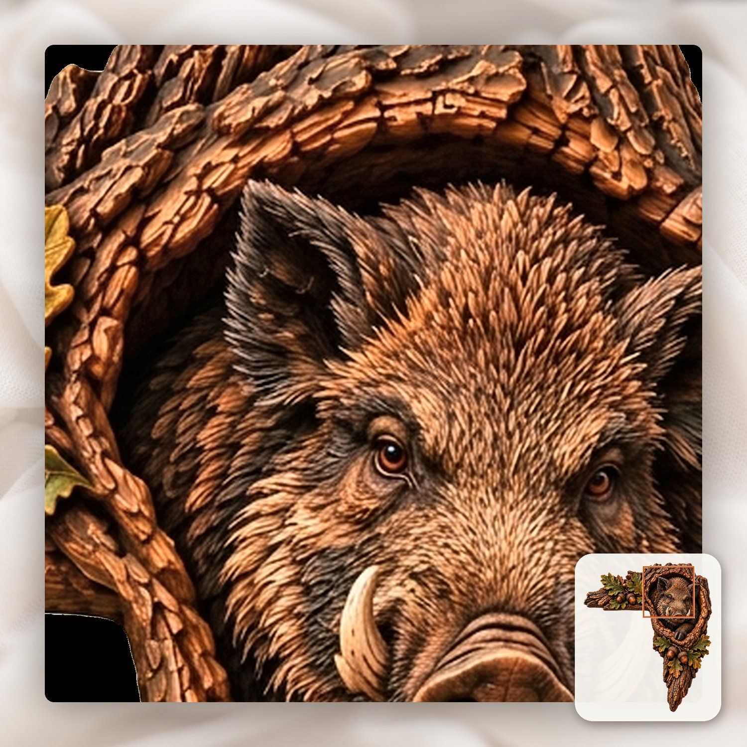 Wild Boar Door Frame Corner Decor CNC Relief STL bas-relief STL — view 11