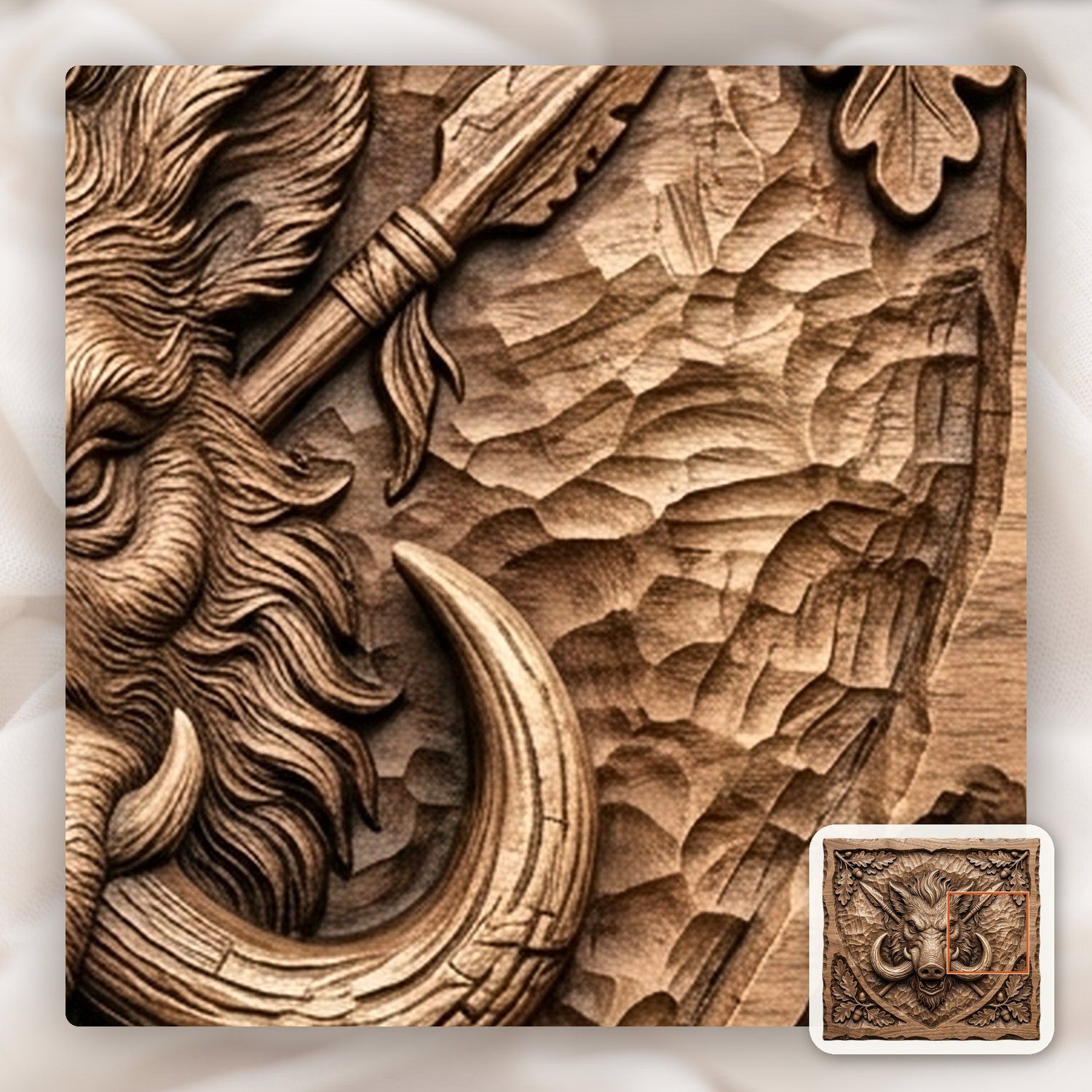 Wild Boar Hunting Trophy Shield CNC Relief STL bas-relief STL — view 11
