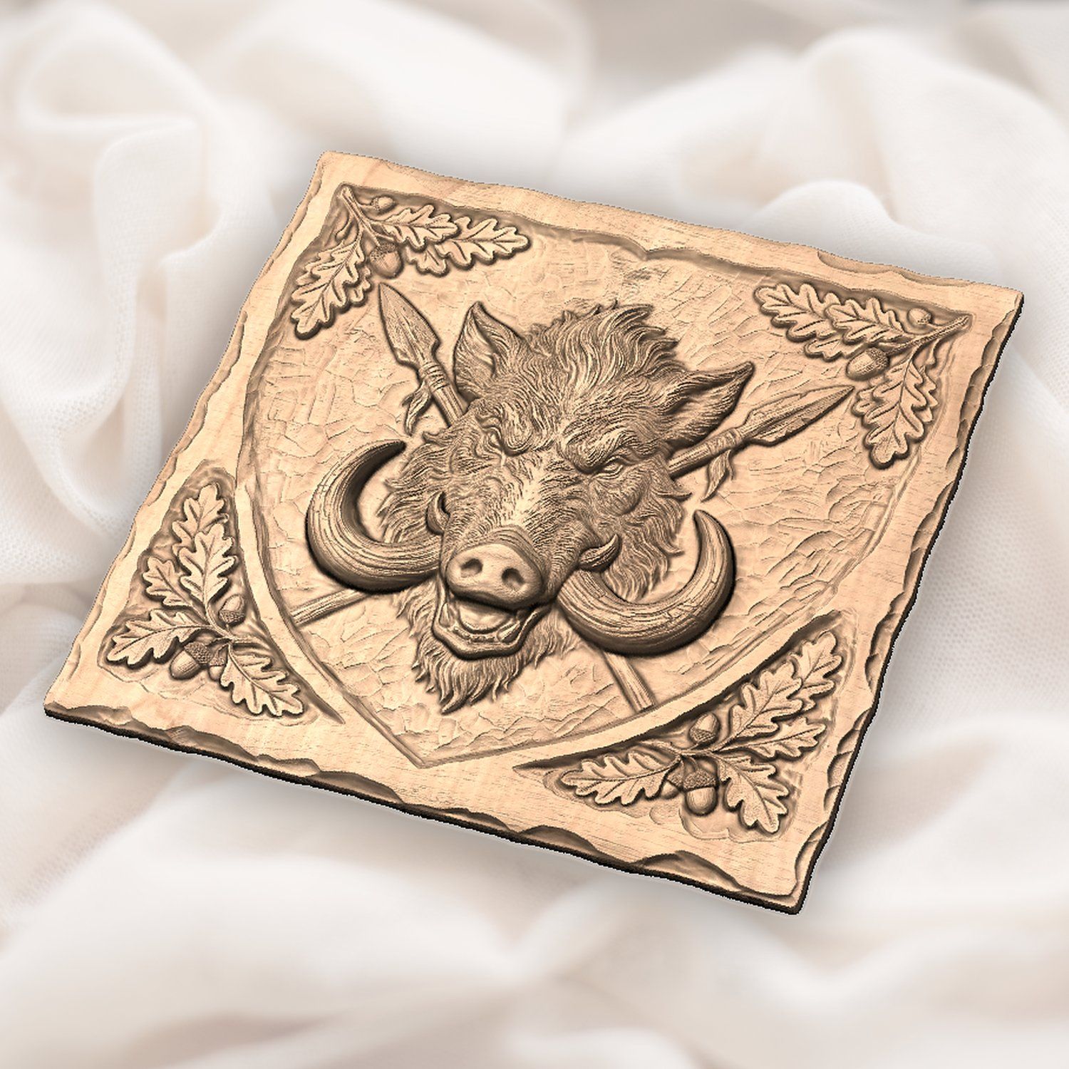 Wild Boar Hunting Trophy Shield CNC Relief STL bas-relief STL — view 5