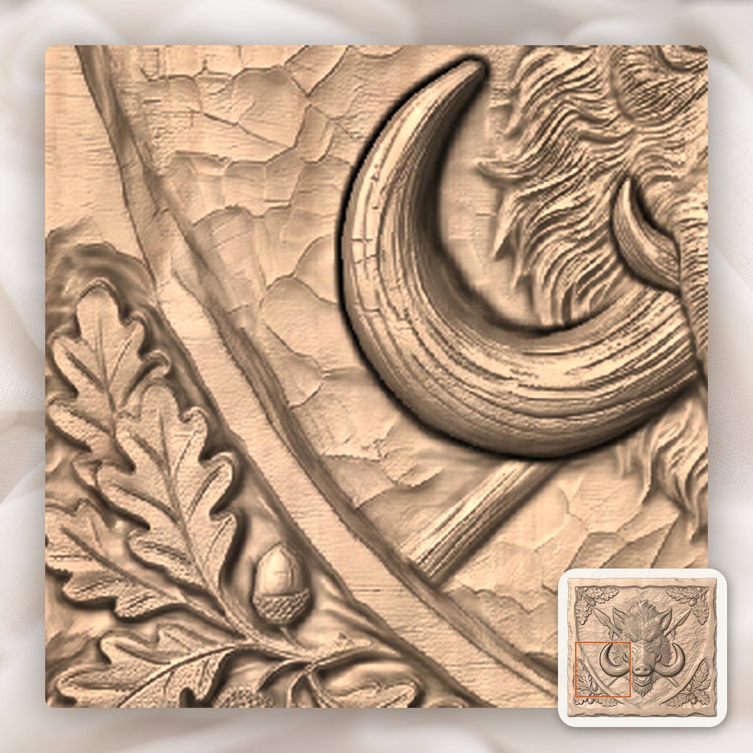 Wild Boar Hunting Trophy Shield CNC Relief STL bas-relief STL — view 7