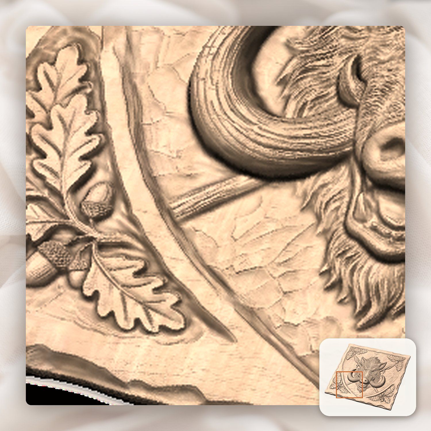Wild Boar Hunting Trophy Shield CNC Relief STL bas-relief STL — view 9