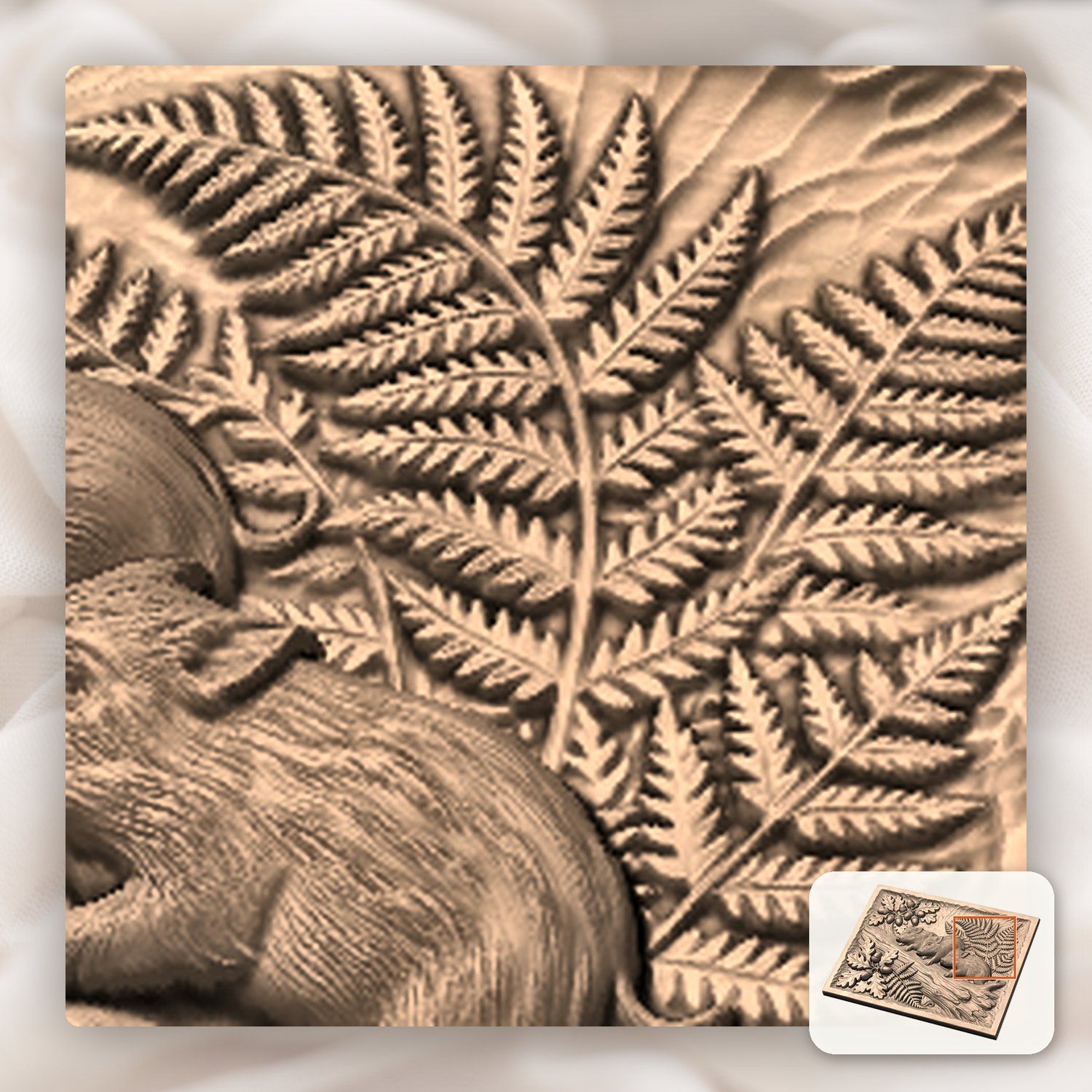 Wild Boar Piglets Oak Forest Scene CNC Relief STL bas-relief STL — view 10