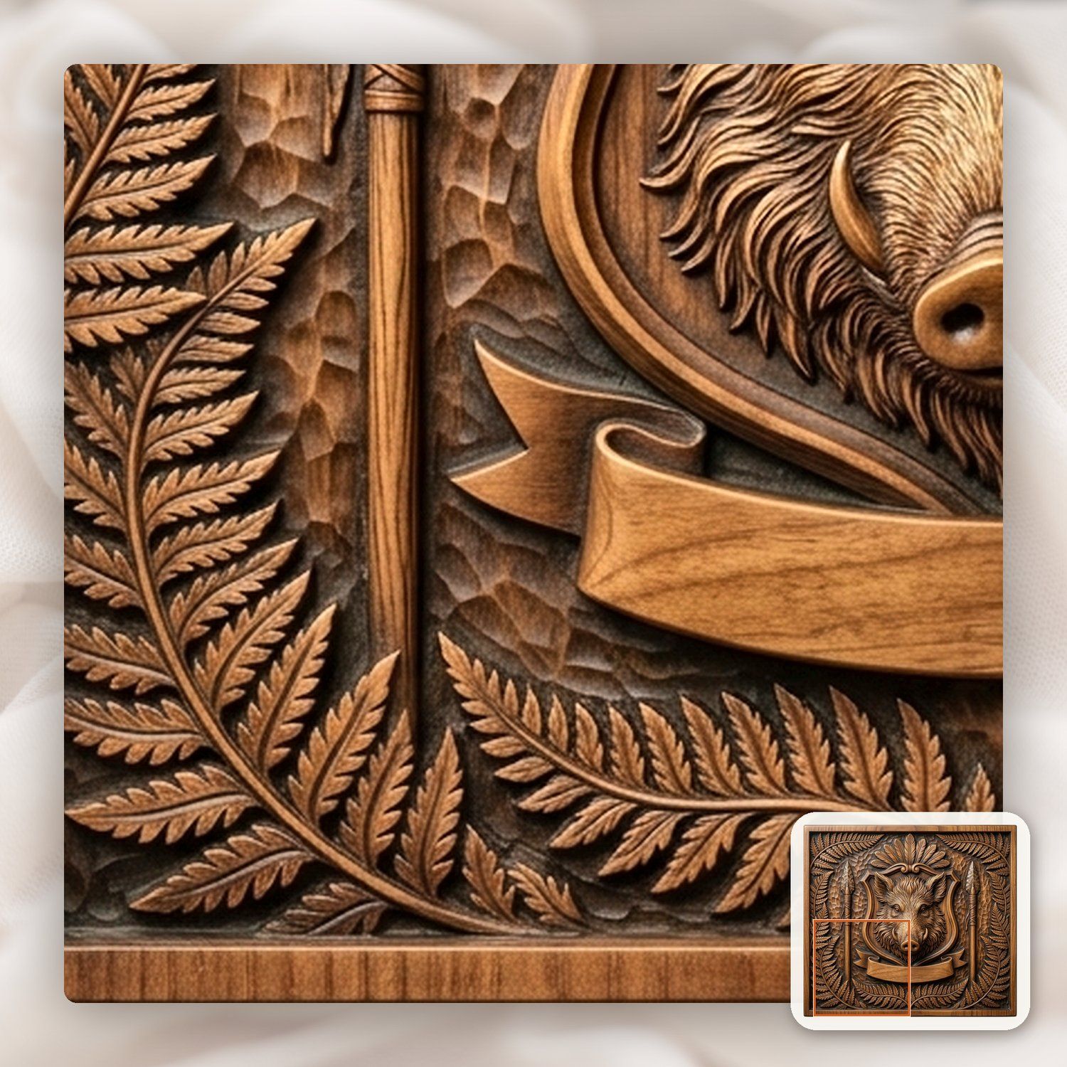 Wild Boar Shield CNC Relief STL bas-relief STL — view 11