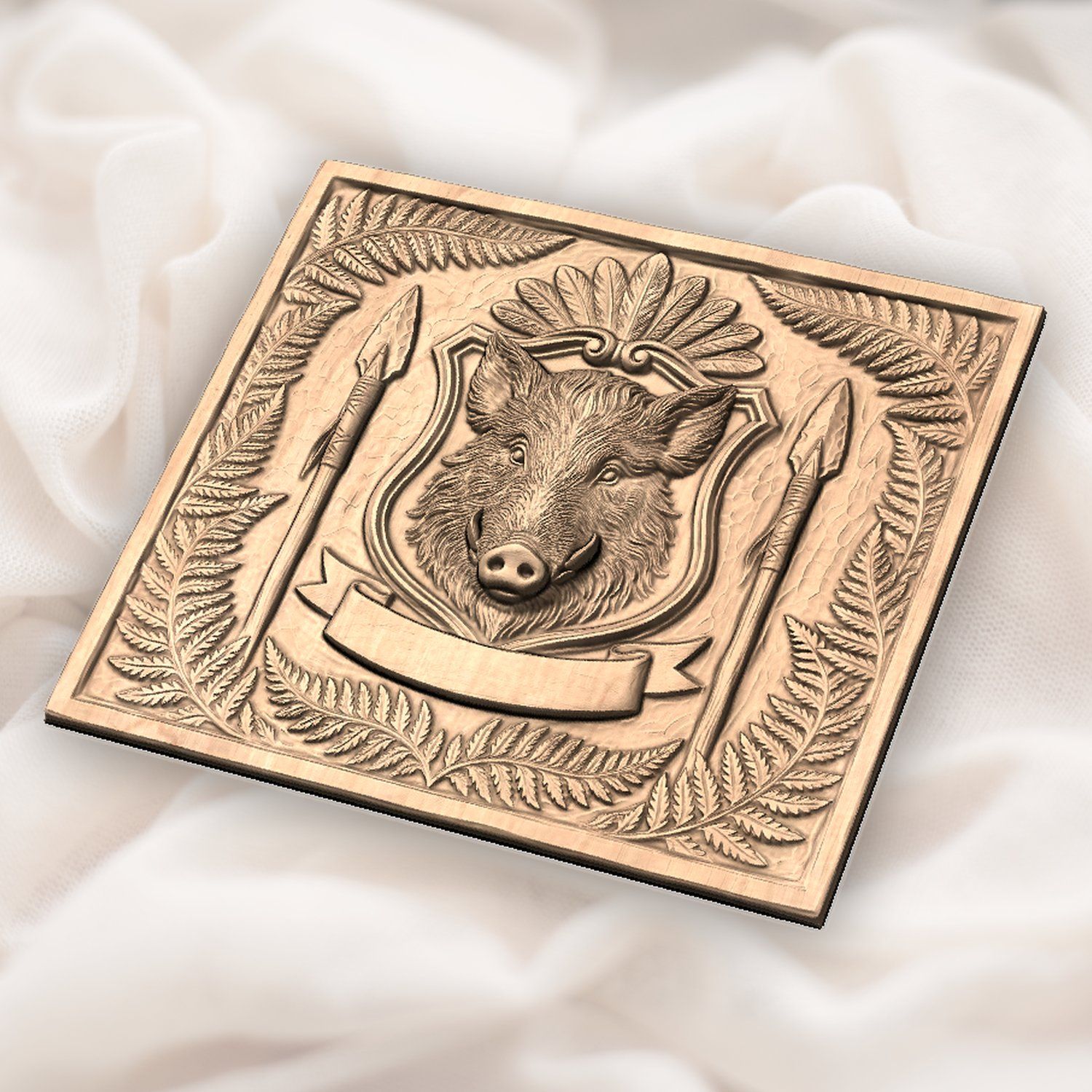 Wild Boar Shield CNC Relief STL bas-relief STL — view 4