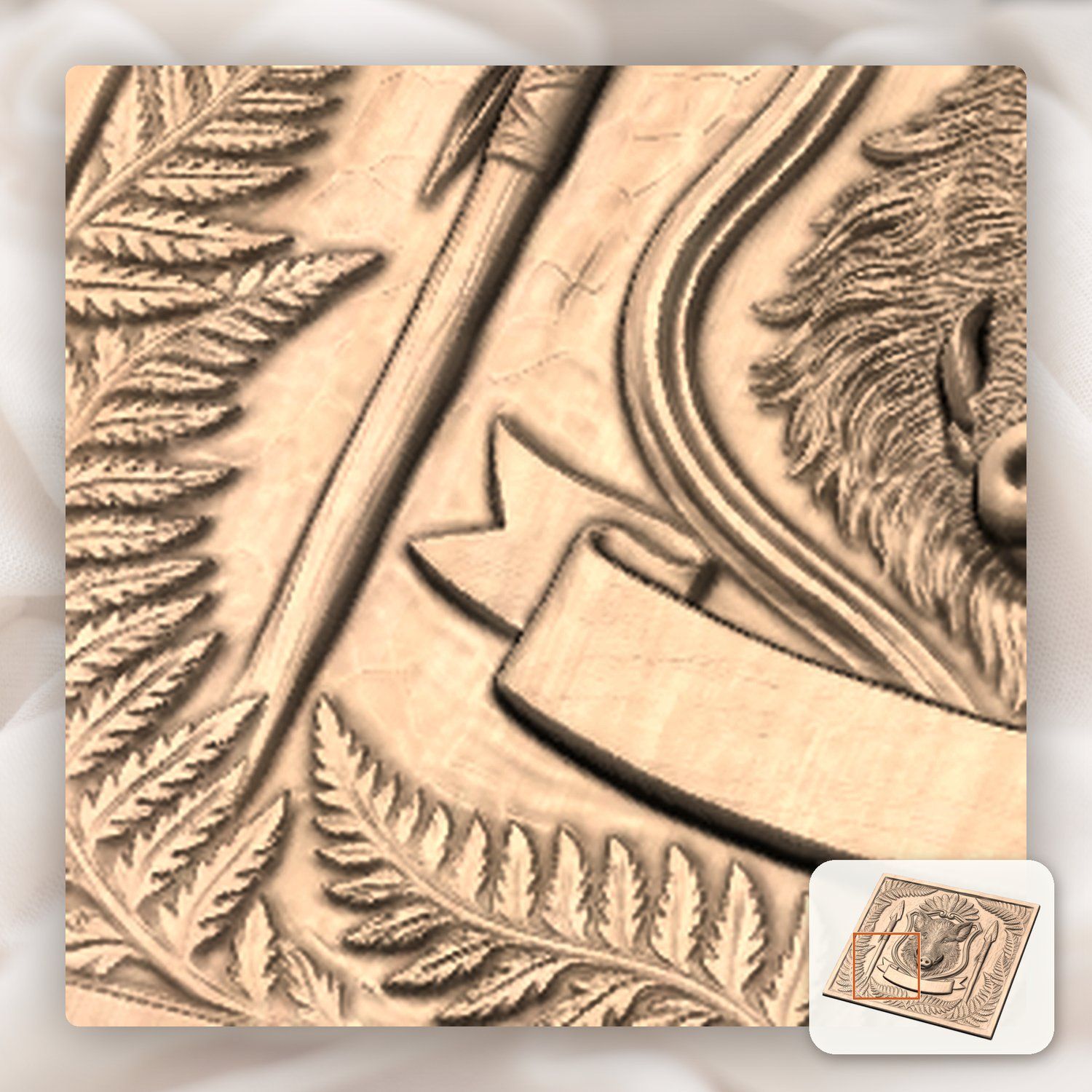 Wild Boar Shield CNC Relief STL bas-relief STL — view 9
