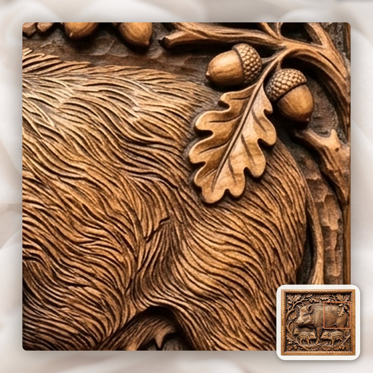 Wild Boar Sow and Piglets CNC Relief STL bas-relief STL — view 10