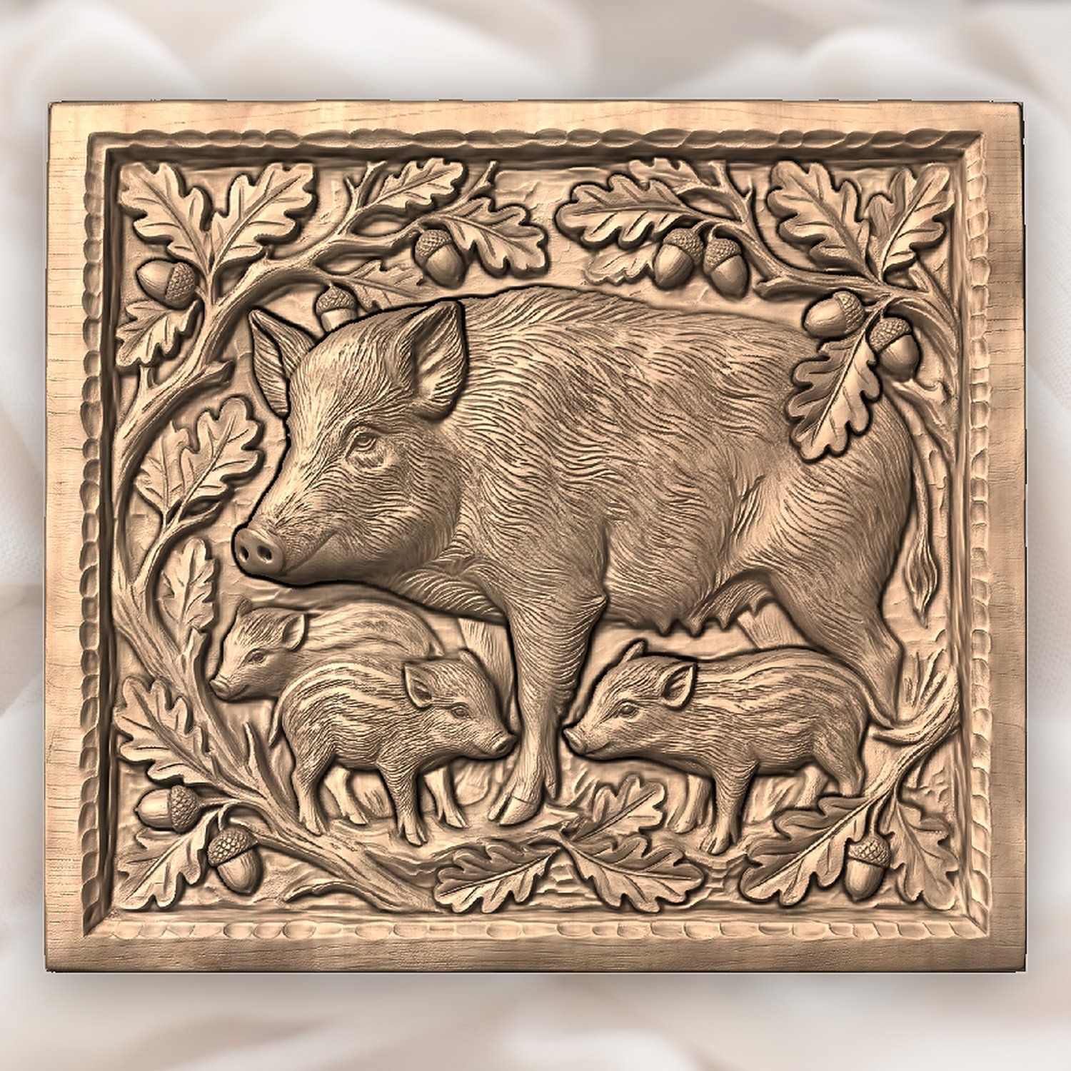 Wild Boar Sow and Piglets CNC Relief STL bas-relief STL — view 3