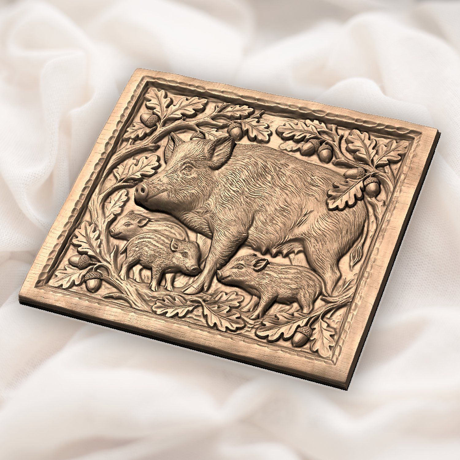 Wild Boar Sow and Piglets CNC Relief STL bas-relief STL — view 4