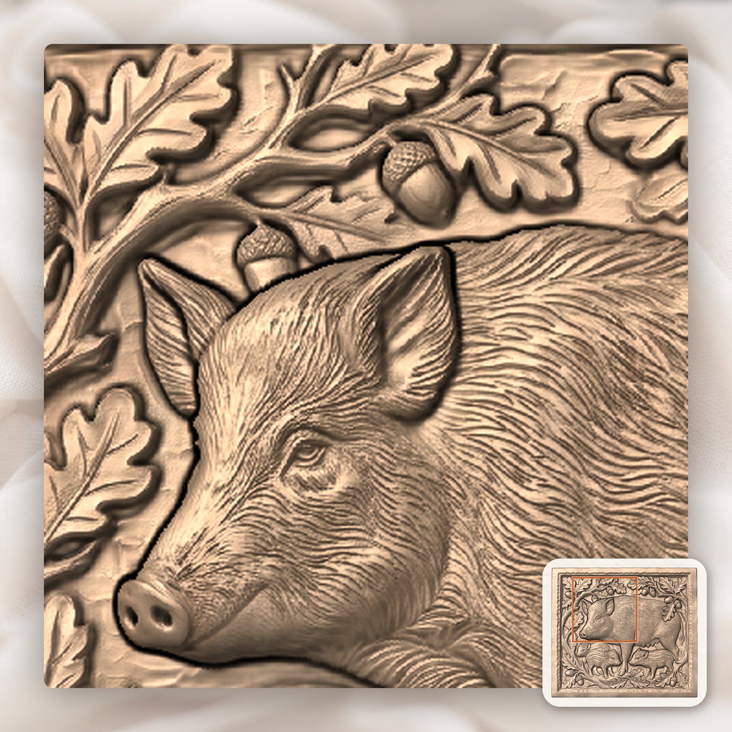 Wild Boar Sow and Piglets CNC Relief STL bas-relief STL — view 5