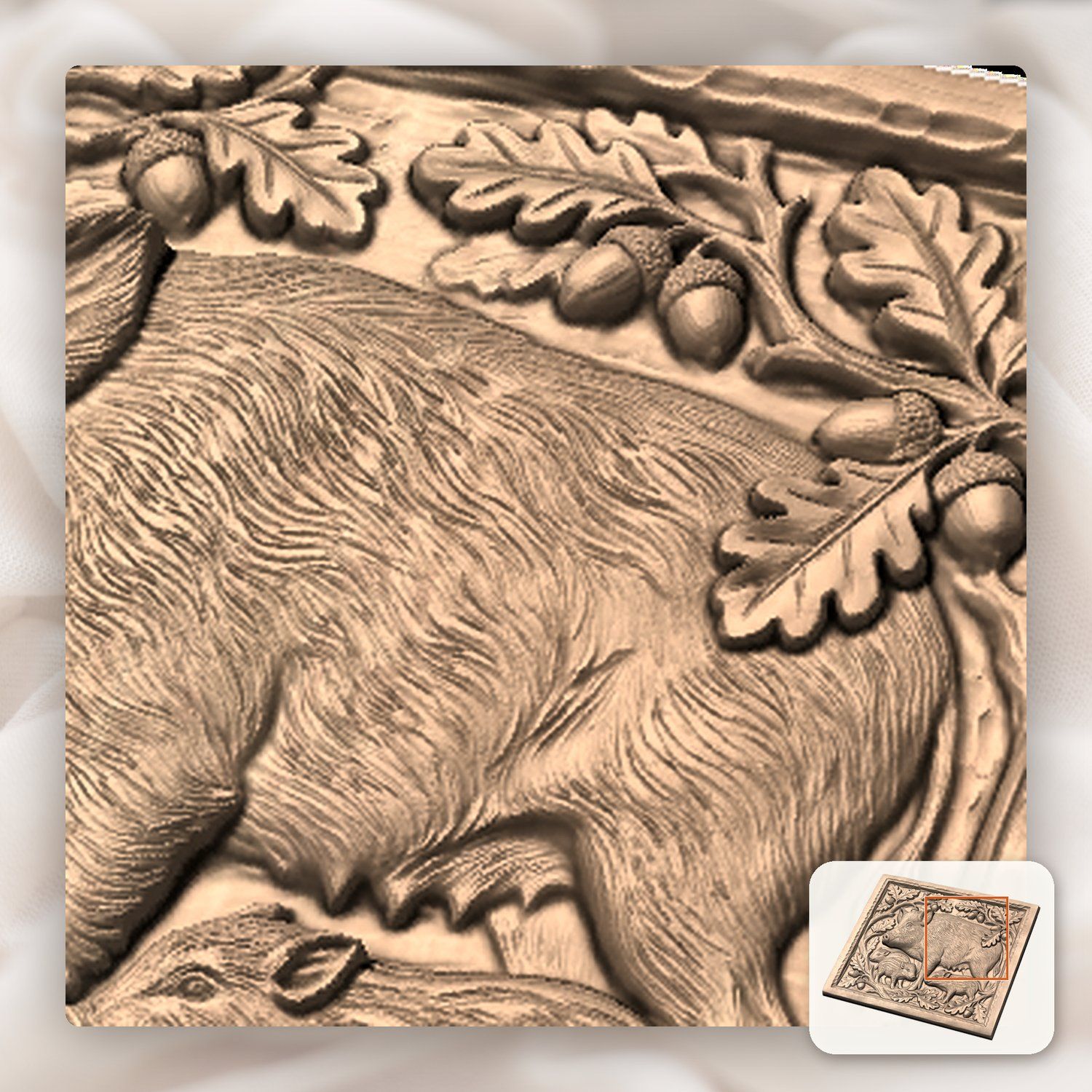 Wild Boar Sow and Piglets CNC Relief STL bas-relief STL — view 8