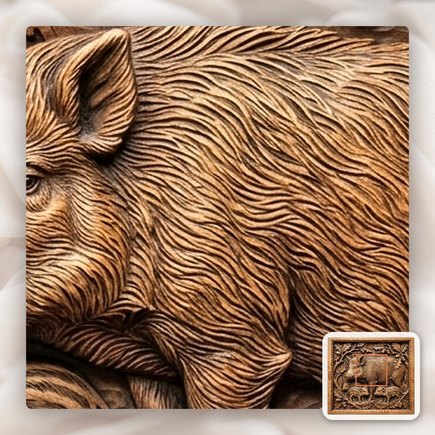 Wild Boar Sow and Piglets CNC Relief STL bas-relief STL — view 9
