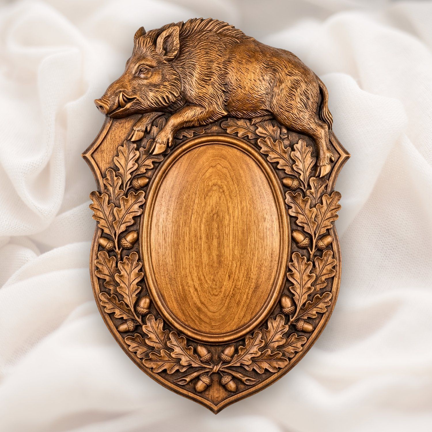 Wild Boar Trophy Shield CNC Relief STL bas-relief STL design
