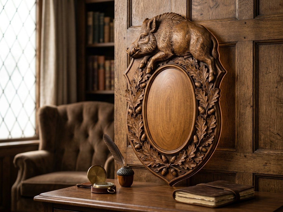 Wild Boar Trophy Shield CNC Relief STL bas-relief STL — view 13