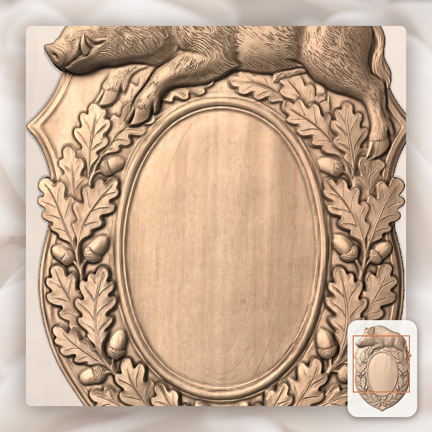 Wild Boar Trophy Shield CNC Relief STL bas-relief STL — view 6