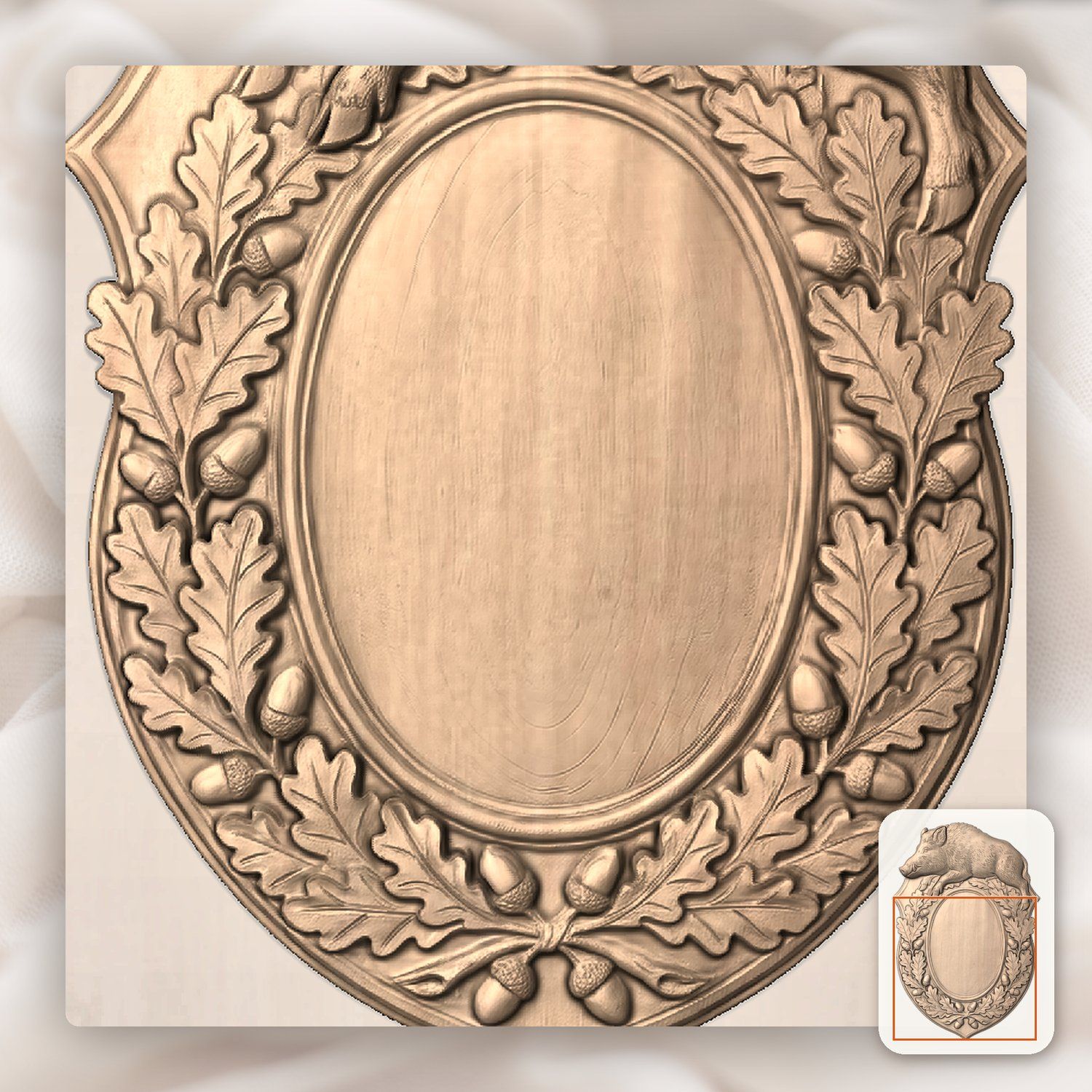Wild Boar Trophy Shield CNC Relief STL bas-relief STL — view 7