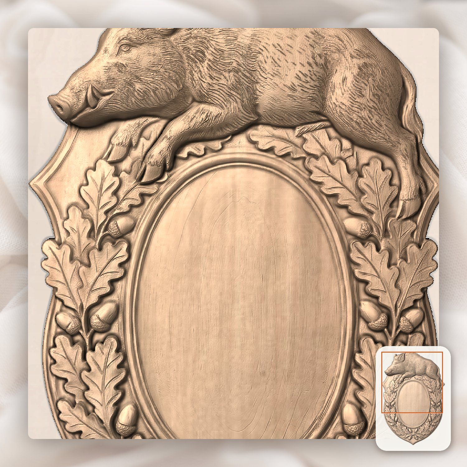 Wild Boar Trophy Shield CNC Relief STL bas-relief STL — view 8
