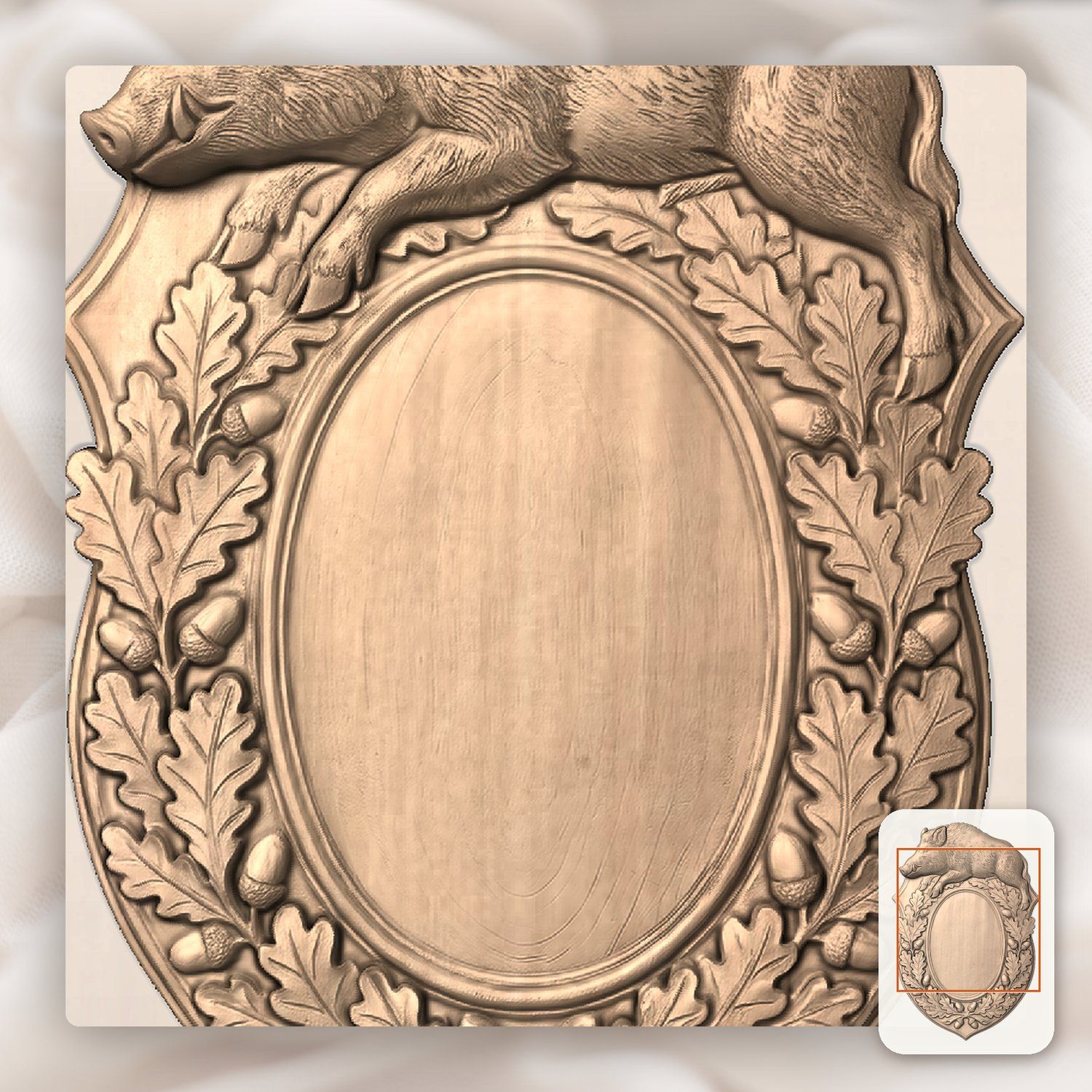 Wild Boar Trophy Shield CNC Relief STL bas-relief STL — view 9